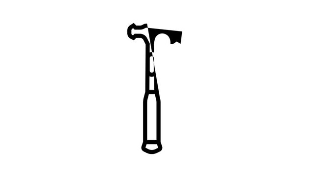 drywall hammer tool line icon animation