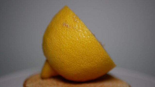 Big delicious lemon close up rotates