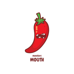 Cute, funny happy chili pepper. Vector hand drawn cartoon kawaii characters, illustration icon. Funny happy cartoon and chili pepper mascot character concept