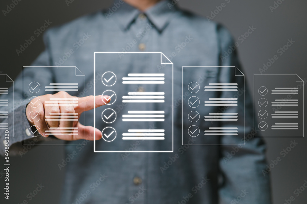 Aufkleber Concept of a document management system and online documentation database for effective file management, processes must be automated.