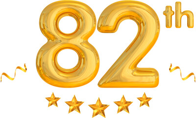 82th year anniversary gold number