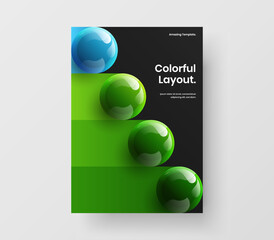 Clean realistic spheres postcard layout. Premium corporate brochure design vector concept.