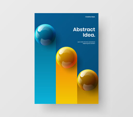 Unique 3D spheres placard concept. Vivid brochure vector design illustration.