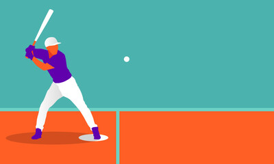 Illustration of baseball player in action. Isolate background.