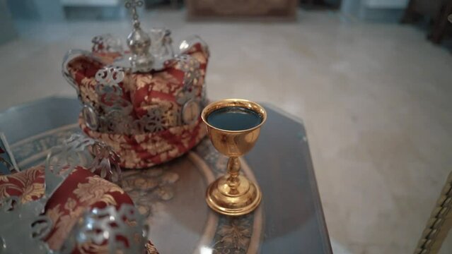Wedding crowns and Bible Orthodox Church in Serbia