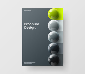 Unique corporate cover design vector layout. Vivid realistic balls poster template.
