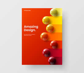 Modern pamphlet A4 vector design template. Simple 3D spheres poster concept.
