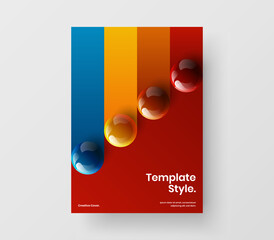 Vivid booklet A4 design vector template. Premium realistic spheres flyer layout.