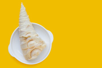 Bamboo shoots on white background.