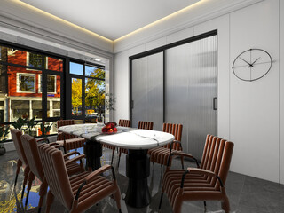 3D rendering, Nordic wooden style restaurant design