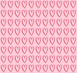 seamless hand-painted watercolor red hearts pattern background