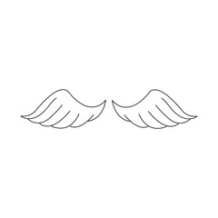 Pair of beautiful angel wings isolated on white background, vector illustration.