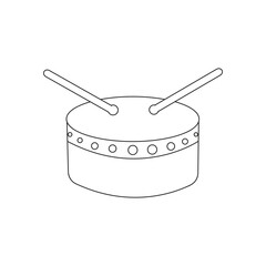 Drum stick and drum on white background. music concept