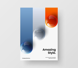 Simple corporate brochure A4 design vector illustration. Original realistic balls annual report template.