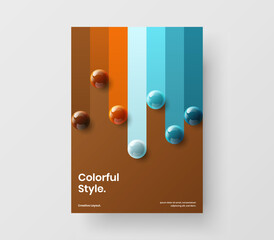 Modern presentation design vector concept. Vivid realistic balls pamphlet illustration.