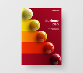 Clean booklet A4 design vector layout. Unique 3D balls cover template.