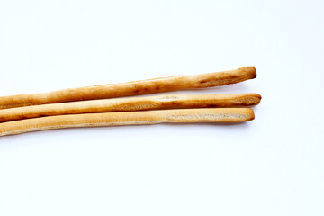 Bread sticks on white background