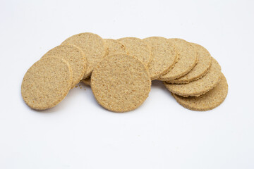 Oatcakes on a white background.