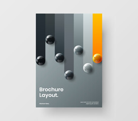 Fresh handbill A4 design vector layout. Colorful 3D spheres brochure concept.