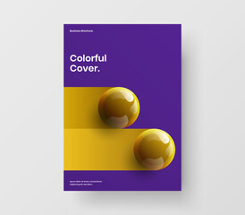 Premium corporate brochure A4 design vector template. Abstract 3D spheres presentation concept.