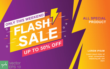 Flash sale discount banner template promotion. Abstract background design, sell, summer, label, poster, advertising, marketing, business concept. Vector illustration EPS 10.