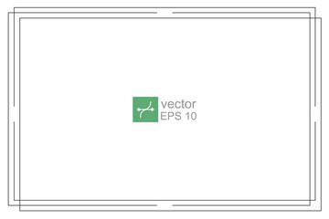 Frame, simple thin line border. Horizontal vintage rectangle photo frame. Slim lines vector illustration isolated on white background. EPS 10.