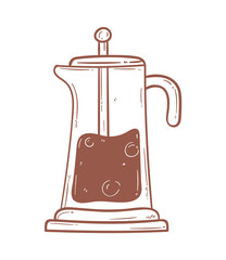 coffee press in teapot doodle