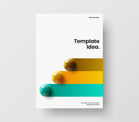 Bright catalog cover A4 vector design template. Fresh realistic spheres corporate identity illustration.