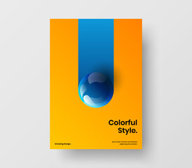 Multicolored 3D spheres poster layout. Vivid brochure vector design concept.