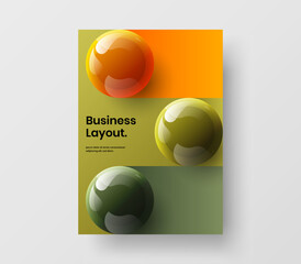 Original front page A4 design vector layout. Colorful 3D spheres book cover illustration.