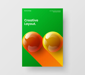 Original corporate brochure design vector concept. Creative 3D balls leaflet illustration.