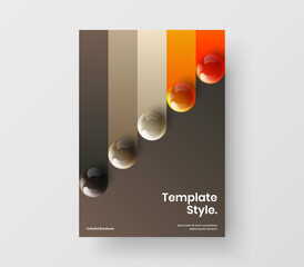 Clean realistic spheres leaflet layout. Fresh corporate cover vector design template.