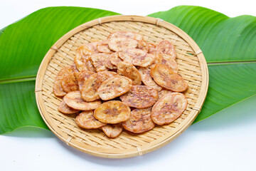 Banana chips in bamboo plate