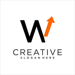 Letter W With Arrow Logo Design Template