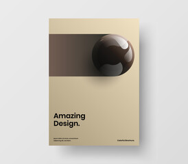 Fresh realistic balls leaflet layout. Minimalistic company identity vector design template.