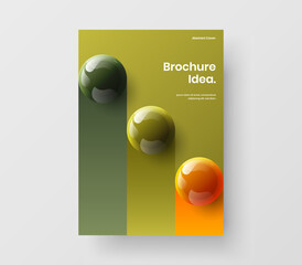 Modern book cover design vector template. Original 3D balls postcard concept.