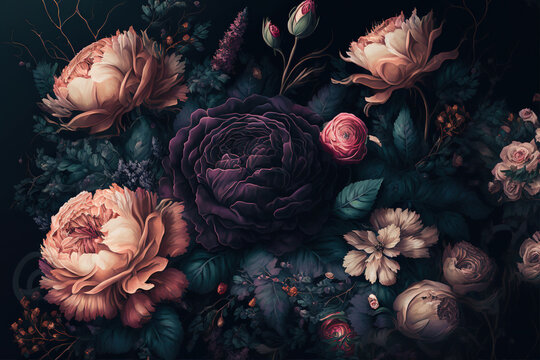 Dark Floral Print Images – Browse 95,582 Stock Photos, Vectors