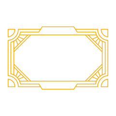 Art deco frame outline stroke in golden color for classy and luxury style. Premium vintage line art design element for copy space and banner template