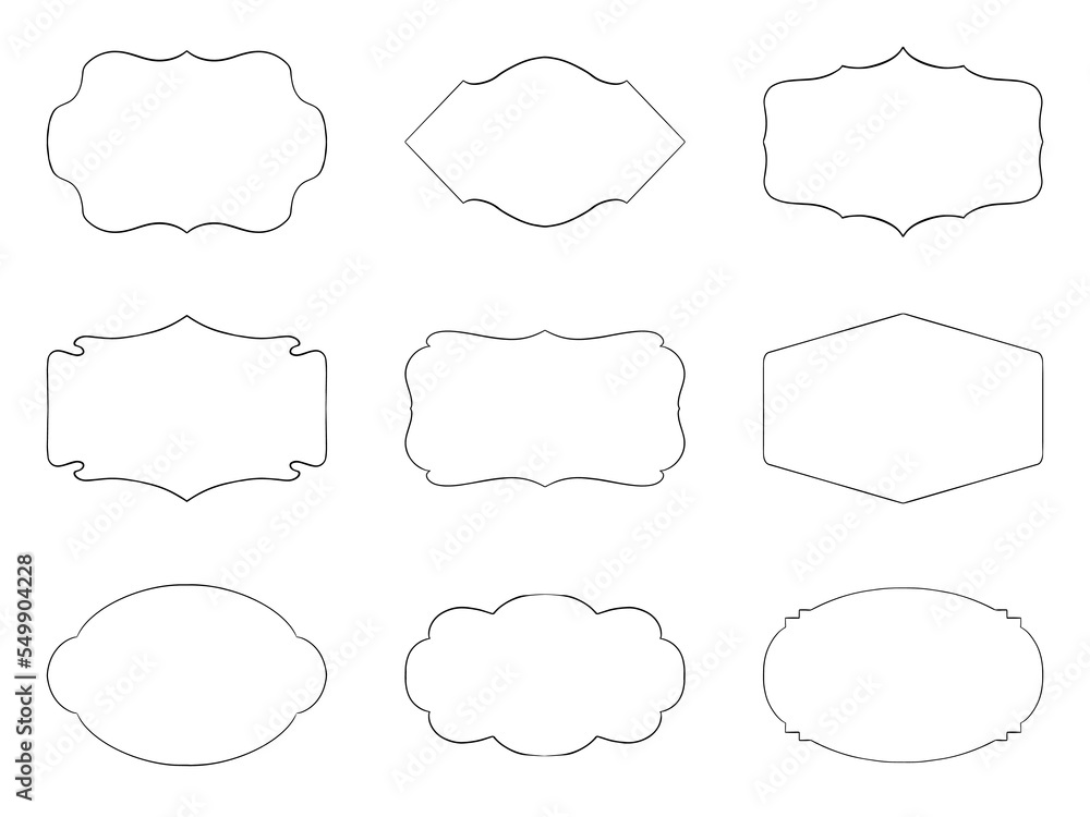 Fototapete vector set simple frames isolated on white background. decorative frame