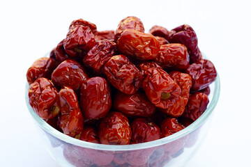 Chinese jujubes isolated on white background.