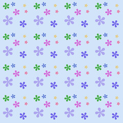 Fototapeta na wymiar Colorful flower on light blue background. (Seamless vector)