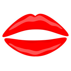 Female red lips vector illustration isolated on white background. Red hot girl lips, kiss. Beauty concept.