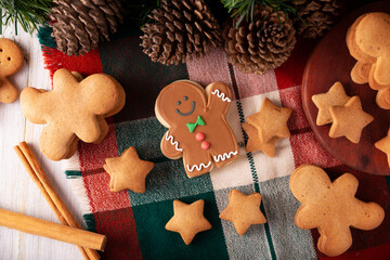 Christmas Homemade gingerbread man cookies, traditionally made at wintertime and the holidays. Top...