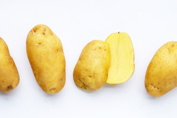 Raw potatoes isolated on white background
