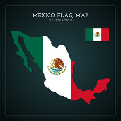 Mexico Flag Map Vector Illustration