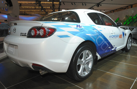 TORONTO, CANADA - FEBRUARY 11, 2010: Mazda RX8 Hydrogen RE at the 2010 Canadian International Auto Show on February 11, 2010 in Toronto