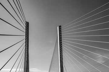 Bridge support cables black and white