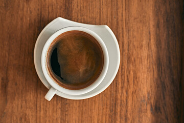 Cup of fresh and aroma black coffee