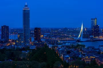 Fototapete Erasmusbrücke Rotterdam at the blue hour