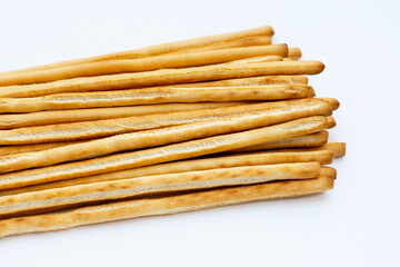 Bread sticks on white background